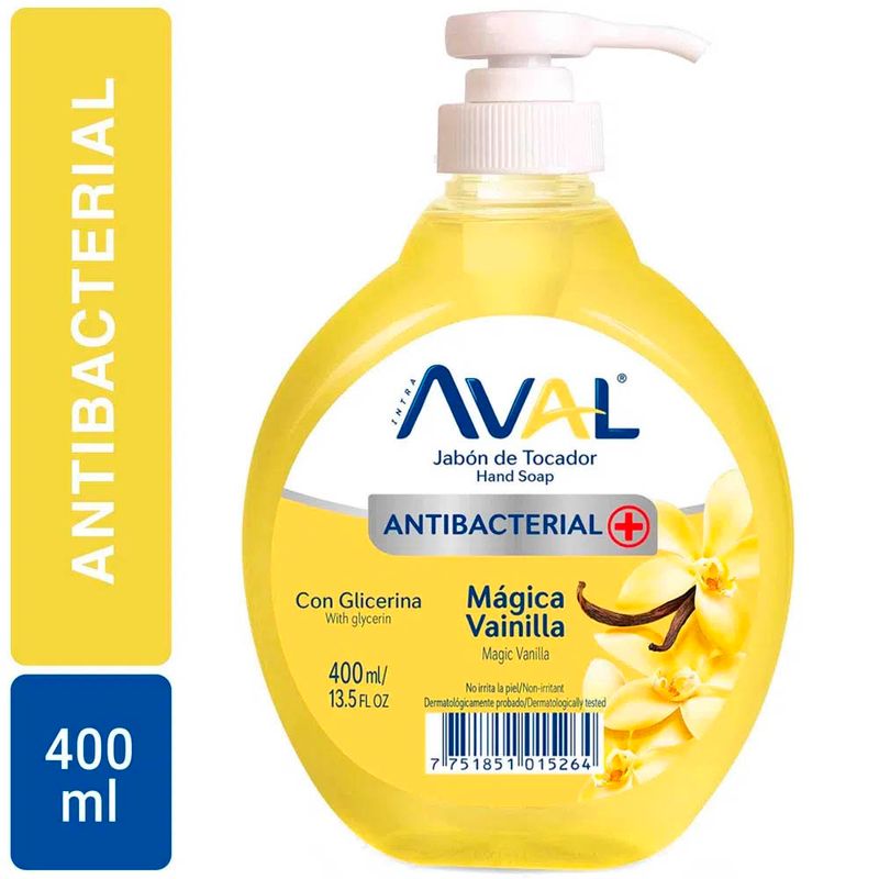 Jabón Líquido Antibacterial Aval Vainilla Frasco 400 Ml Vega Vegaperu 8703