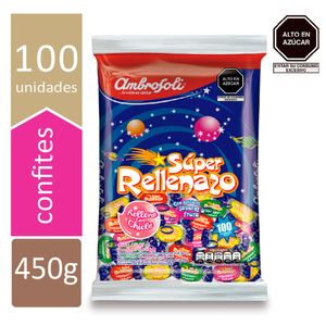 Caramelos AMBROSOLI Super Rellenos con chicle Bolsa 100 un