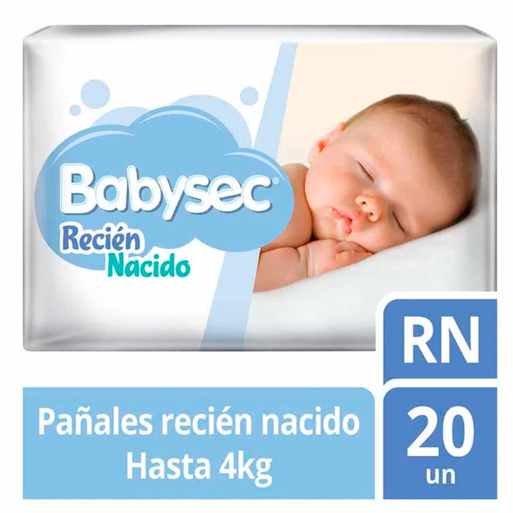 Pañales para Bebè BABYSEC Premium Recien Nacido Paquete 20un
