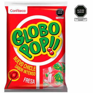 Chupete GLOBO POP con Chicle Sabor a Fresa Bolsa 24un