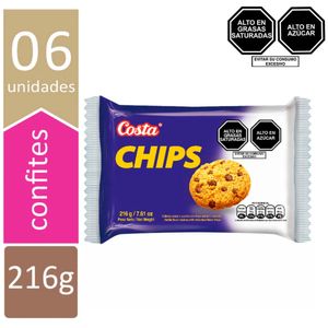 Galleta COSTA CHIPS Chocolate Paquete 6 un