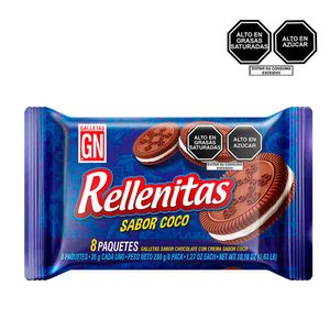 Galleta GN Rellenitas Sabor a Coco Paquete 8 un