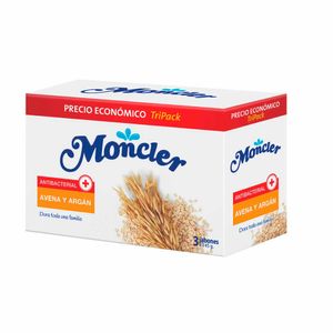Jabón de Tocador MONCLER Antibacterial Avena y Argan Barra 145g Pack 3u