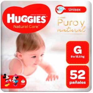 Pañales para Bebé HUGGIES Natural Care Unisex Talla G Paquete 52 und