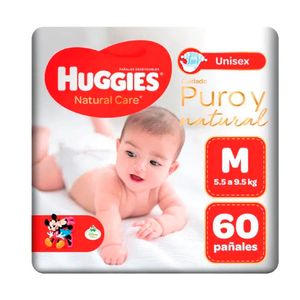 Pañales para Bebé HUGGIES Natural Care Unisex Talla M Paquete 60 und
