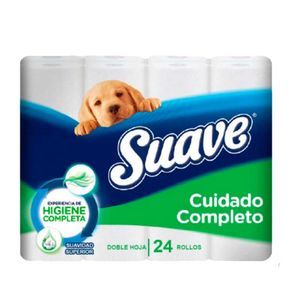 Papel Higiénico SUAVE Cuidado Completo Doble Hoja Paquete 24unid