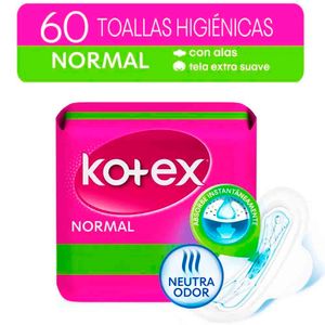 Toallas Higiénicas KOTEX Normal con Alas Econopack Paquete 60 und
