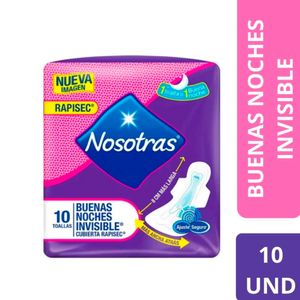 Toallas Higiénicas NOSOTRAS Buenas Noches Invisible Rapisec Paquete 10 und