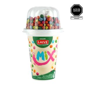Yogurt LAIVE MIX sabor a Vainilla con Bolitas de Colores Vaso 125gr