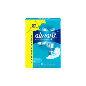 Toalla Higiénica ALWAYS Máxi Protección Día Seca Pack 32un