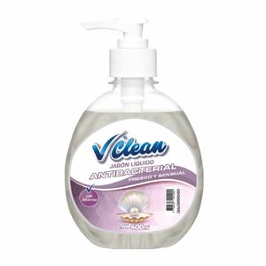 Jabón Líquido Antibacterial VCLEAN Fresco y Sensual con Glicerina Frasco 400ml