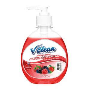 Jabón Líquido Antibacterial VCLEAN Frutos Rojos con Glicerina Frasco 400ml