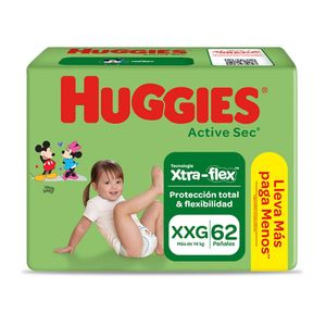 Pañales para Bebé HUGGIES Active Sec Bigpack Talla XXG Paquete 62un