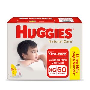 Pañales para Bebé HUGGIES Natural Care Bigpack Talla XG Paquete 60un
