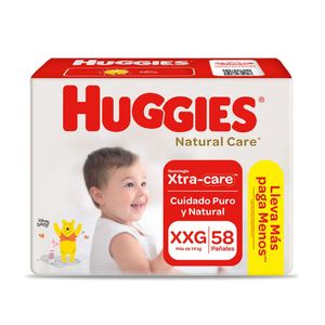 Pañales para Bebé HUGGIES Natural Care Bigpack Talla XXG Paquete 58un