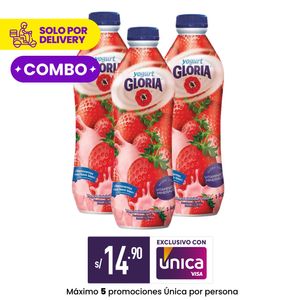 Yogurt GLORIA Fresa Pack 3u Botella 1kg