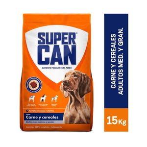 Comida para Perro SUPERCAN Adultos Carne y Cereal Razas Medianas y Grandes Bolsa 15kg