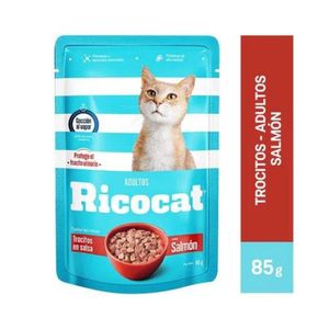 Alimento para Gatos RICOCAT Adulto Trocitos Salmón Pouch 85gr