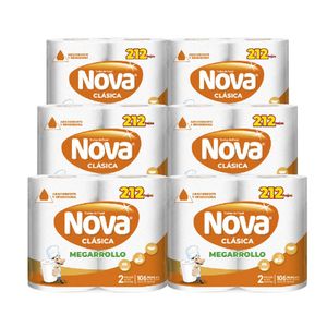 Pack 6 Papel Toalla NOVA Megarrollo Doble Hoja Paquete 2un
