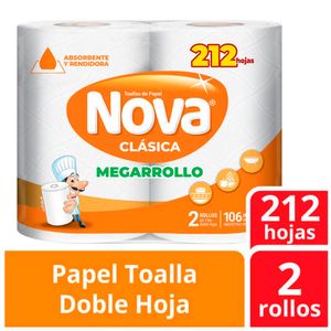 Papel Toalla NOVA Megarrollo Doble Hoja Paquete 2un