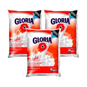 Leche Fresca GLORIA UHT Light Bolsa 900ml Pack 3u