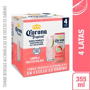 Cerveza CORONA Tropical Frutos Rojos Pack 4un Lata 355ml