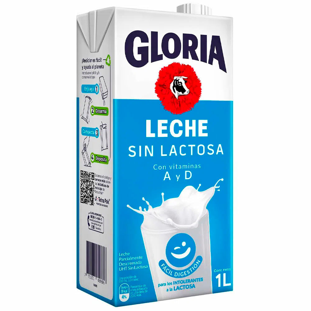 Leche Laive Sin Lactosa Semidescremada Pack 4 Unidades 1 L