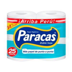 Papel Higiénico PARACAS Celeste Doble Hoja Paquete 4u
