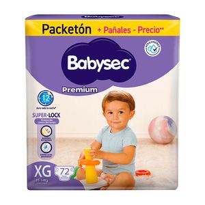 Pañales para Bebé BABYSEC Premium Talla XG Pack 72un