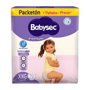 Pañales para Bebé BABYSEC Premium Talla XXG Pack 72un