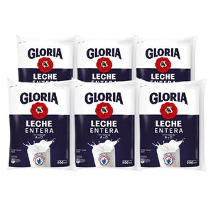 Leche Fresca GLORIA UHT Entera Pack 6 Bolsa 900ml