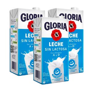 Pack 3 Leche GLORIA UHT Sin Lactosa Caja 1L