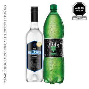 Pack Pisco CATEDRATICO Quebranta Botella 750ml + Ginger Ale EVERVESS Botella 1.5L