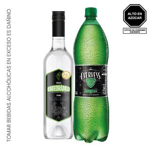 Pack Pisco CATEDRATICO Italia Botella 750ml + Ginger Ale EVERVESS Botella 1.5L