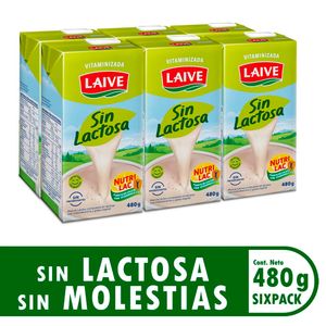 Leche LAIVE Evaporada sin Láctosa Pack 6 Caja 480gr