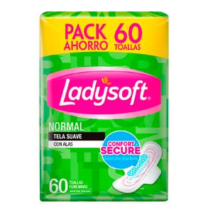 Toallas Higiénicas LADYSOFT Normal con Alas Pack 60 Und