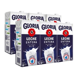 Pack 6 Leches GLORIA UHT Entera Caja 1L
