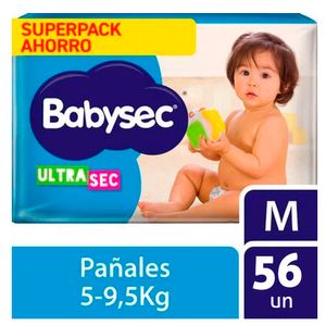 Pañales para Bebé BABYSEC Ultra Mega Talla M Paquete 56u