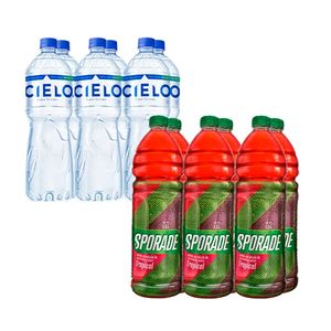 Pack Agua CIELO Sin Gas Botella 2.5L x6u + SPORADE Tropical Botella 1,5L x6u