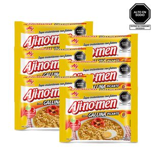 Sopa Instantánea AJINOMEN Sabor a Gallina Picante Bolsa 80g x6u