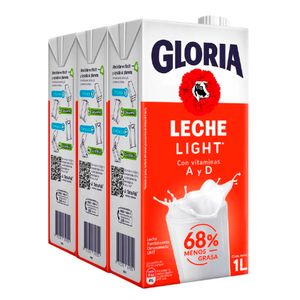 Leche GLORIA UHT Light Caja 1L x3u