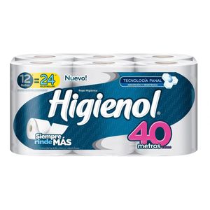 Papel Higiénico HIGIENOL Doble Hoja 40m Paquete 12u