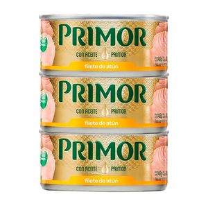 Filete de Atún PRIMOR en Aceite Vegetal Lata 140g 3u
