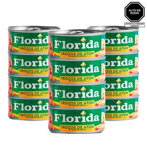 Trozos de Atún FLORIDA en Aceite Vegetal Lata 140gr x12u