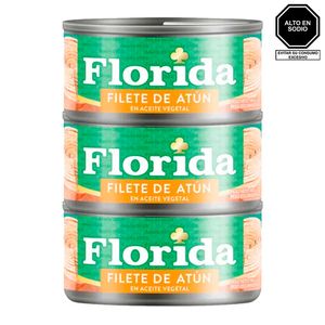 Filete de Atún FLORIDA en Aceite Vegetal Lata Pack 3 lata 140g