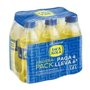 Gaseosa INCA KOLA Sin Azúcar Paquete 6u Botella 300ml