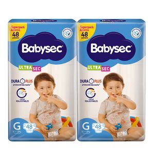 Pañales para Bebé BABYSEC Ultra Mega Talla G Paquete 48u x2u