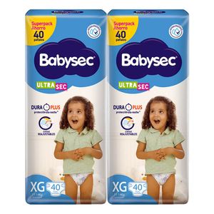 Pañales para Bebé BABYSEC Ultra Mega Talla XG Paquete 40u x2u