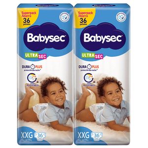 Pañales para Bebé BABYSEC Ultra Mega Talla XXG Paquete 36u x2u