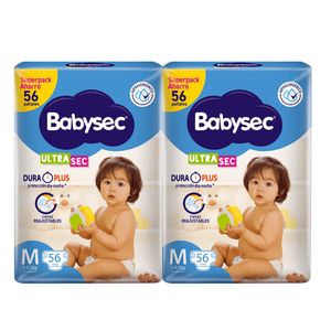 Pañales para Bebé BABYSEC Ultra Mega Talla M Paquete 56u x2u